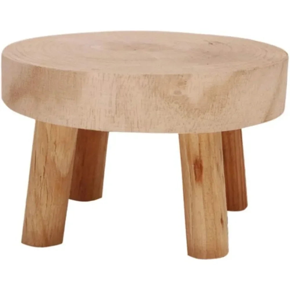 tabouret rustique bois naturel support pot fleur intérieur extérieur 14x9cm