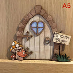 décoration maison porte miniature bois fantaisie motifs champignons rouges vertes