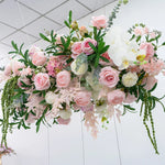décoration murale artificielle bouquet fleurs roses pivoines feuilles vertes mariage anniversaireextérieur moderne 100cm 40cm