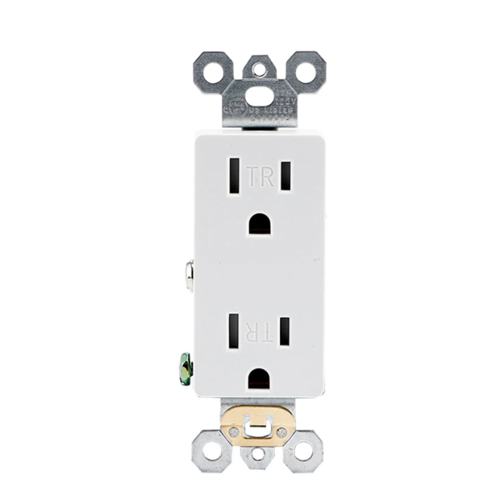 prise électrique moderne places blanc noir 15A 20A vis fixations