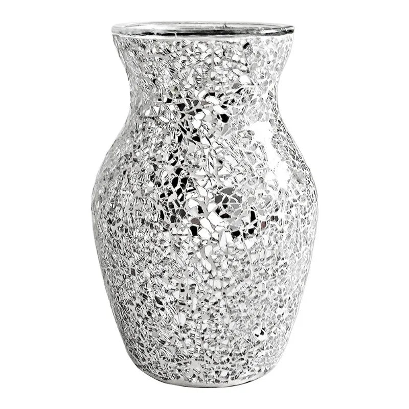 vase décoration intérieure moderne mosaïque multicolore doré argenté table chambre entree