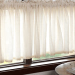 rideaux blanc cassé semi transparents rustique tissu texturé bordure dentelle fenêtre chambre salon japonais