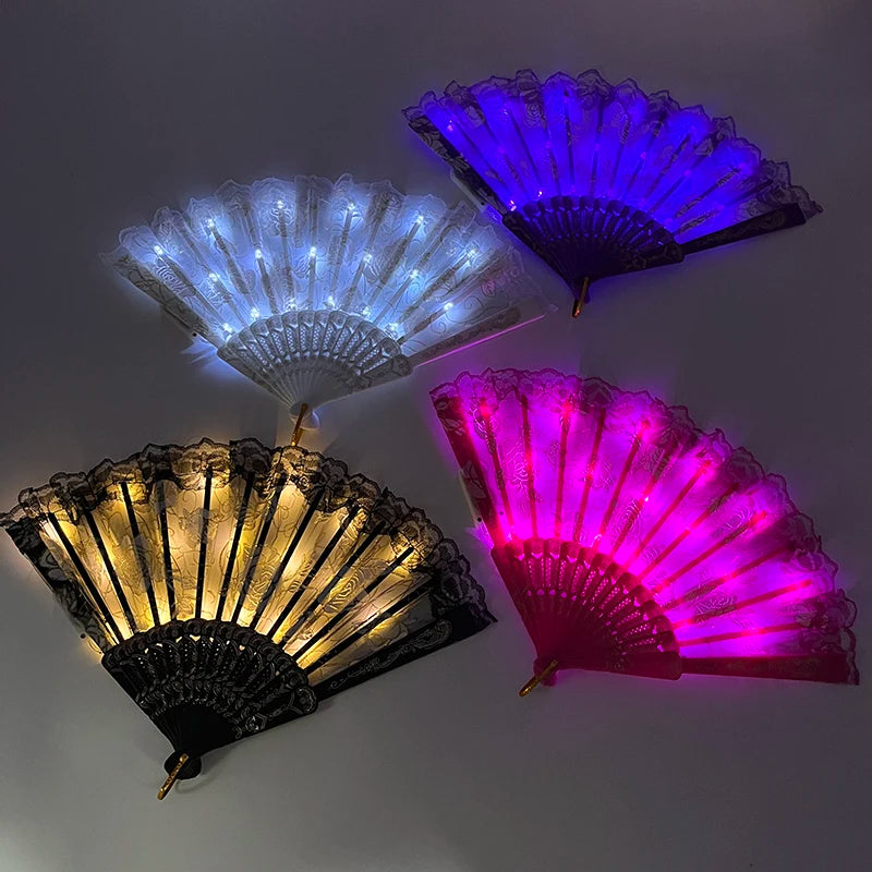 éventails lumineux dentelle roses brodées clips transparents classiques filles femmes