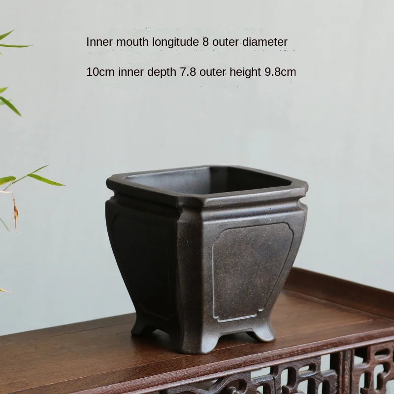 petit pot fleurs argile gris beige chinois artisanal maison