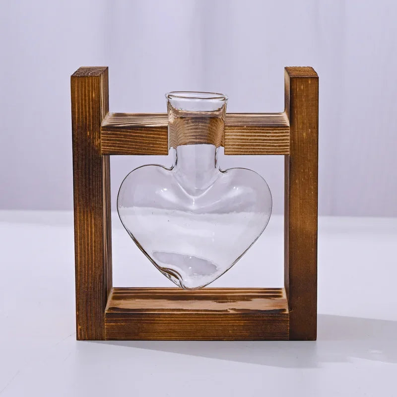 support plante bois vases verre transparent modernes plantes vertes decoration hydroponique minimaliste