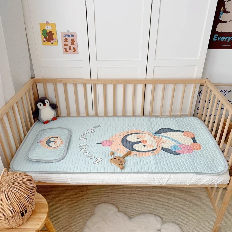 tapis pliant protection lit enfant motif astronaute bleu gris blanc rose vert orange