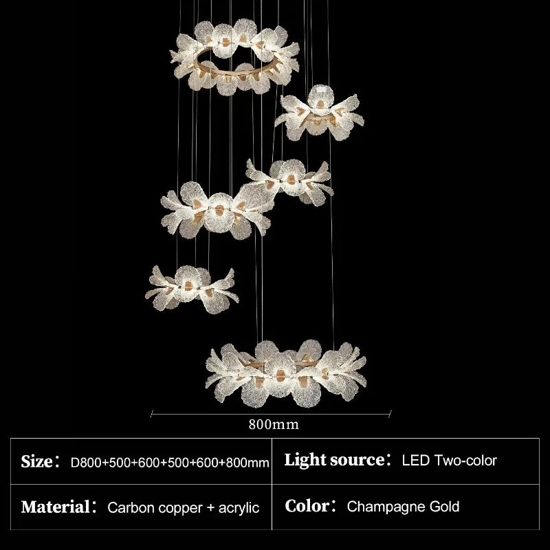 Suspension lumineuse cristal blanc doré fleurs relief moderne élégante chambre salon