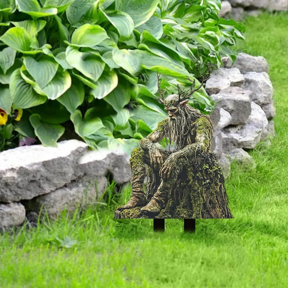 statues decoratives jardin vert brun naturel fantastique racines feuillesextérieur patio