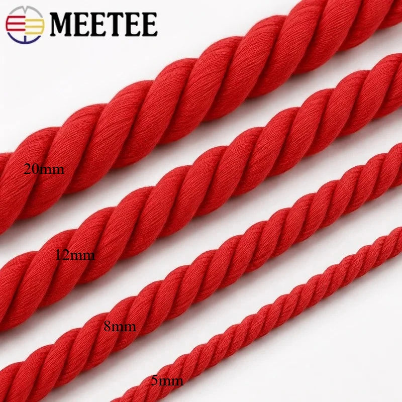 corde torsadée rouge coton 12 20mm sacs accessoires couture diy macramé sangles bag straps