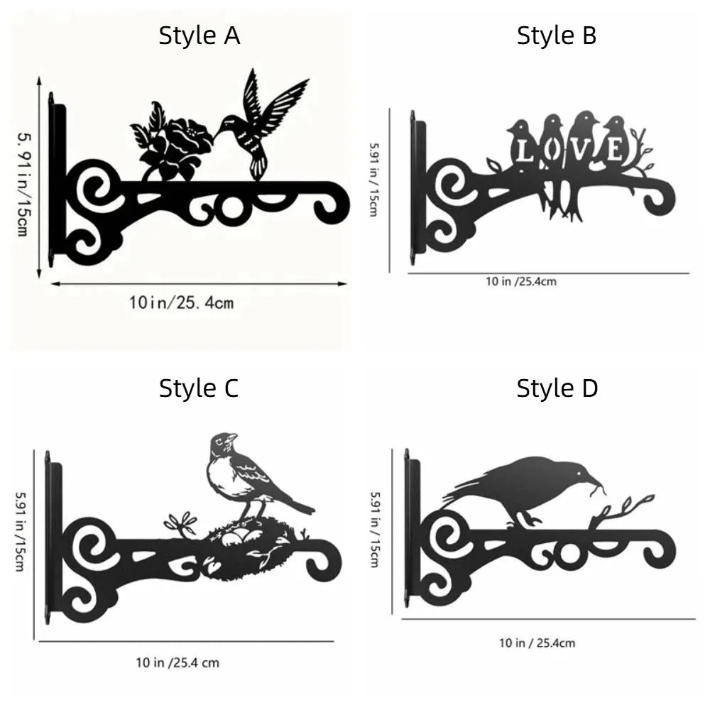 support mural noir oiseaux stylisés branches LOVE artisanal rustique crochet écrouintérieur robuste vintage métal