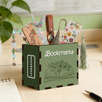 rangement bois marque pages décoratif literaire dessins fleurs livres ouverts