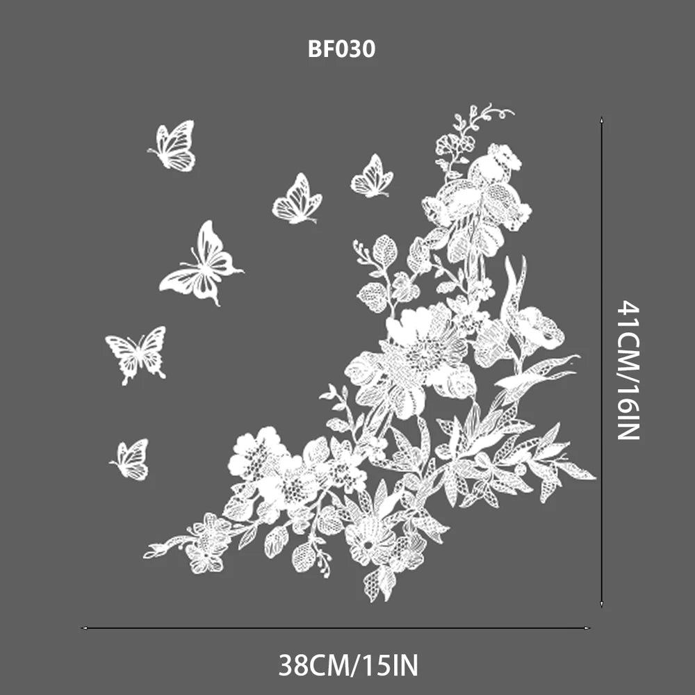 sticker mural fleurs blancs papillons art floral adhésif statique réutilisable décoration intérieure facile poser
