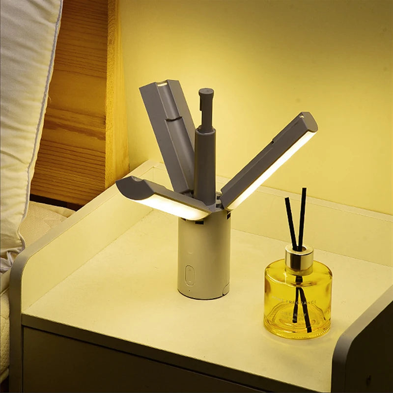 lampe pliable rechargeable led gris clair moderne anneau suspension camping