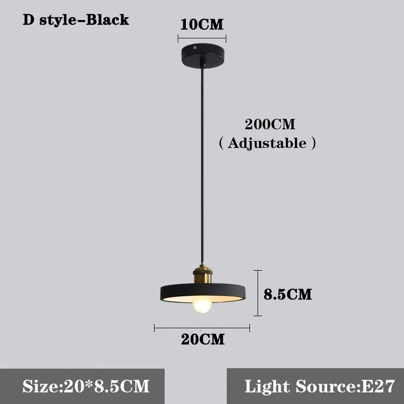 lampe suspendue moderne conique mat noir blanc orange salon chambre étude