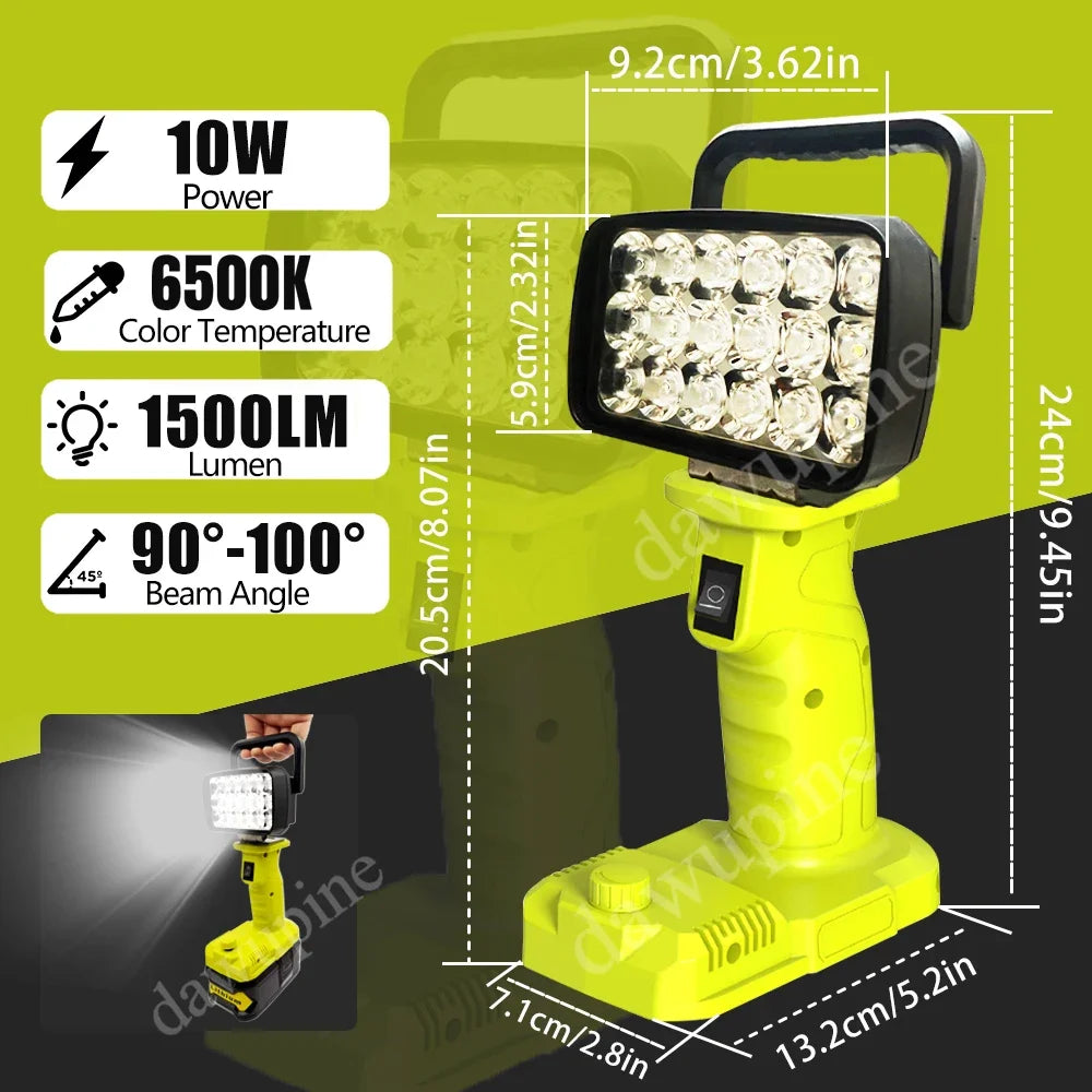 lampe travail led rechargeable vert fluo moderne portable abs opacity poignée cem certification