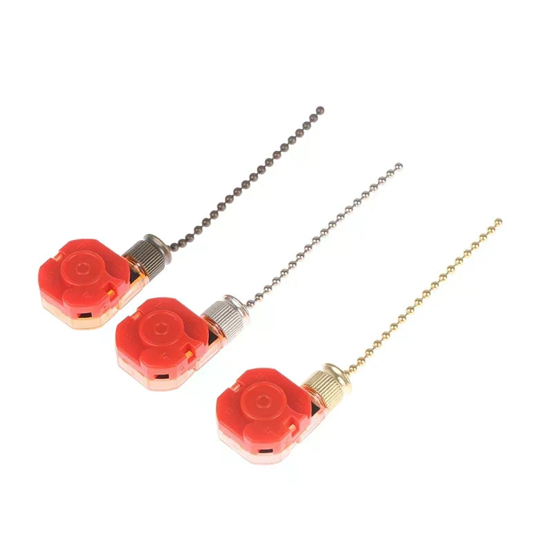 interrupteur chaîne ventilateur vitesses rouge argent doré plastique texturé industriel