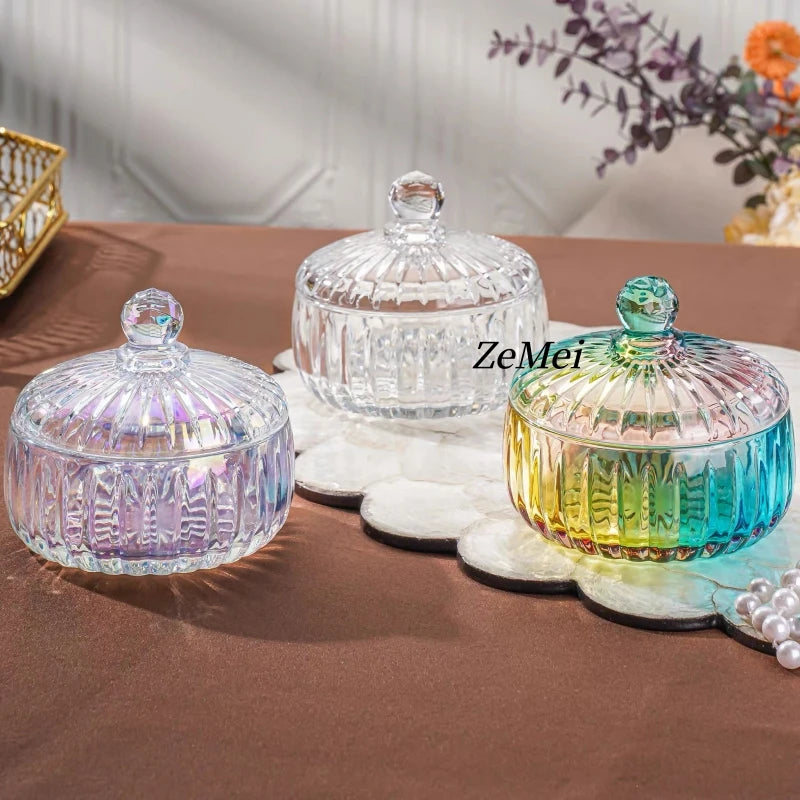 boîte bonbons cristal transparente rétro élégante blanches vintage orange bleu vert jaune gravé