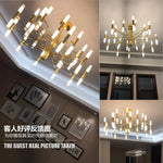 Suspension lumineuse moderne or structure géométrique tubes lumineux fixation crochet éclairage led chambre salon