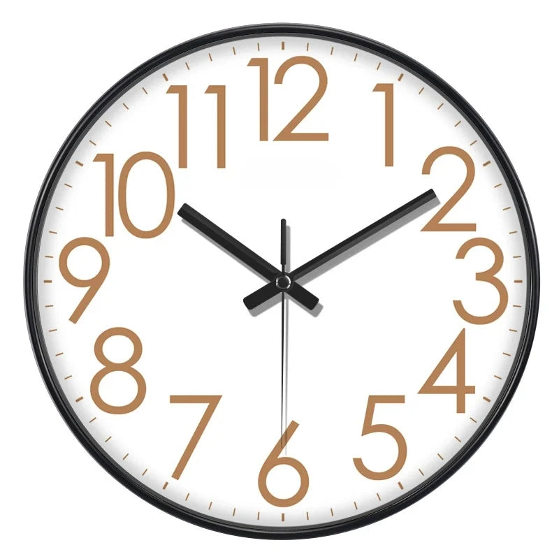 horloge murale quartz aiguille noir blanc simple facile lecture minimaliste sans tic tac moderne