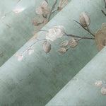 papier peint floral tissu relief beige vert rose chambre salon vintage shabby chic