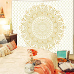 tapisserie murale mandala bohème bleu orange noir éléphant géométrique polyester rectangle