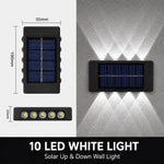 lampe murale solaire extérieure led up down 10 led moderne panneau solaire texturé murale