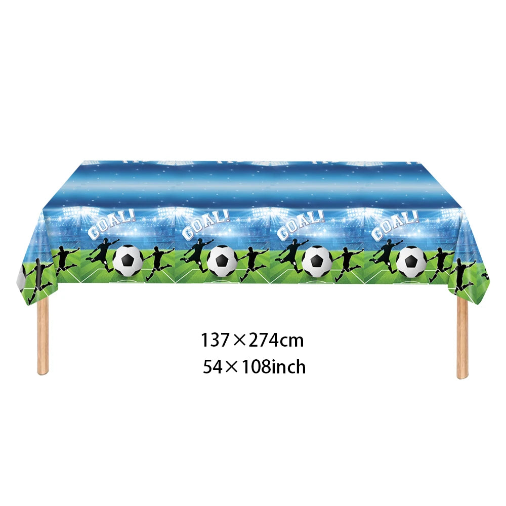 champ football table décor anniversaire enfant motif joueur ballon doré(hexagones) vert noir blanc