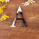 lettre acrylique miroir argentée autocollante décoration murale alphabet moderne fête mariage maison diy