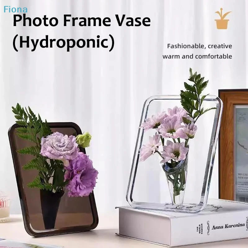 cadre photo transparent vase intégral minimaliste moderne adhésif fleurs artificielles décoration intérieure