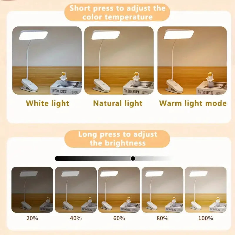 lampe rechargeable blanc moderne minimaliste clip câble charge adjustable led