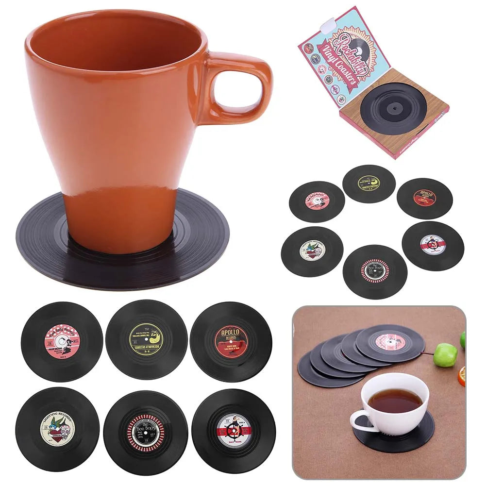Sous-verre CD vinyle noir résistant à la chaleur détail