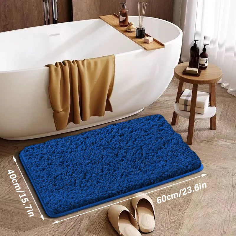 tapis bain gris bleu marine uni doux moderne confortable salle bain antidérapant polyester respectueux
