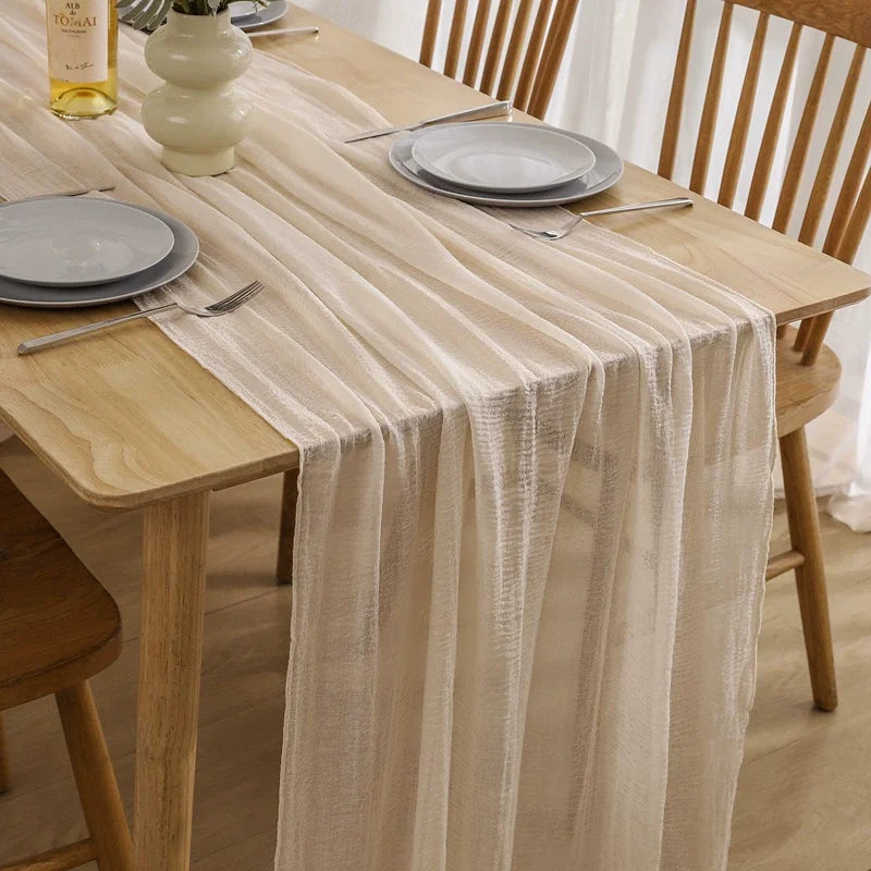chemin table vert pastel rayures horizontales classique opaque maison polyester coton deco reception mariage