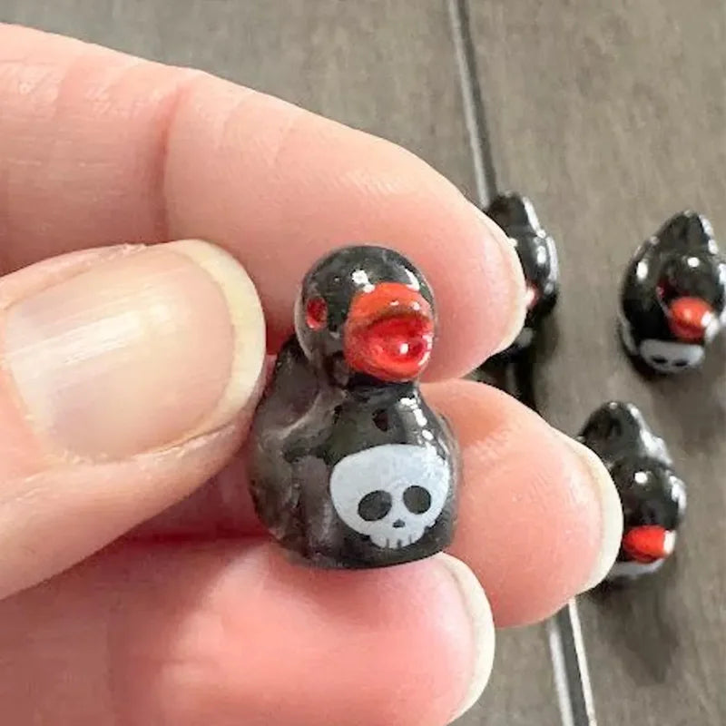 figurines canards squelette résine noire rouge halloween gothique artificiel maison jardin decoration autumn horror
