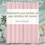 rideau douche rose clair rayures horizontales moderne aimants opaques résistants