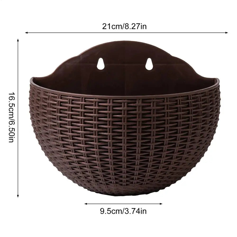 Pots suspendus imitation tressage blanc noir marron foncé système irrigation succulentes