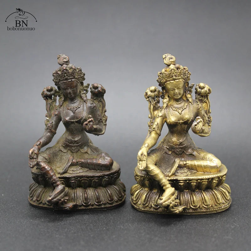 statuettes bouddhistes bronze détails religieux 6cm hauteur posées assises traditionnelles