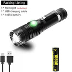 lampe torche rechargeable led noire zoom réglable camping randonnée bicyclisme