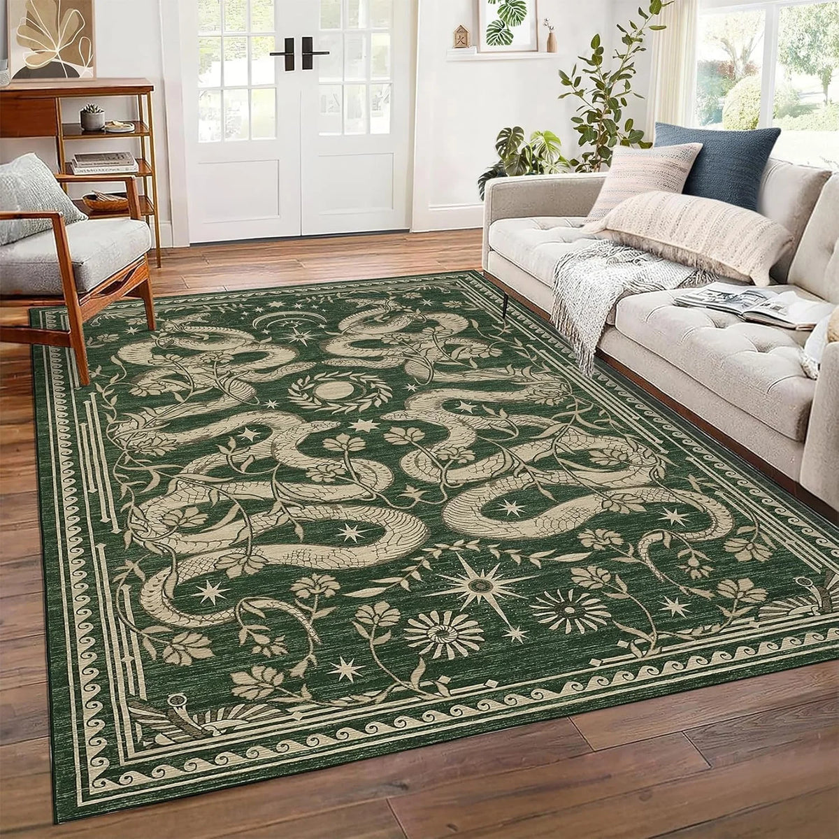 tapis noir serpent stylisé polypropylène polyester lavable moderne chambre salonextérieur