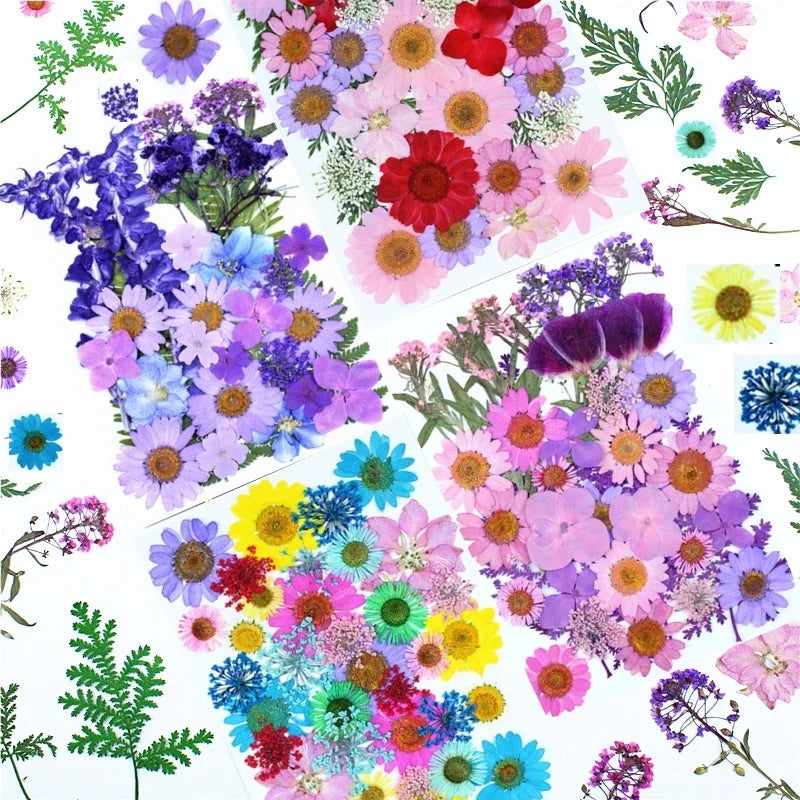 fleurs séchées composition artisanale violet bleu rose blanc vert décoration uv epoxy fills bijoux
