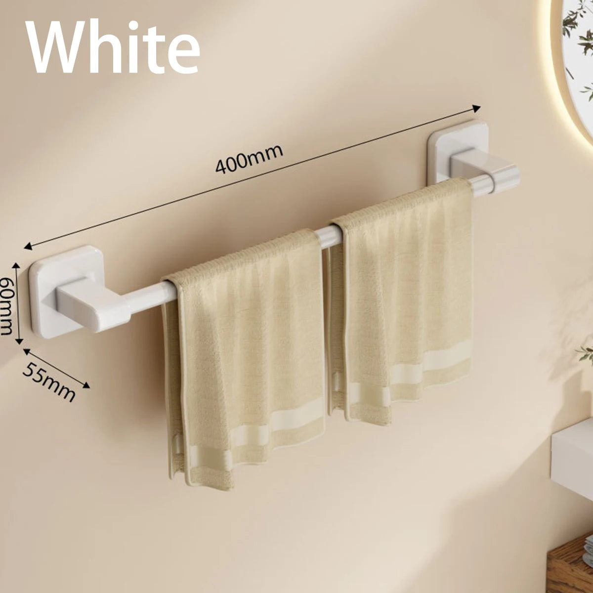porte serviettes mural moderne adhésif noir gris blanc serviettes tissu beige bordure dorée salle