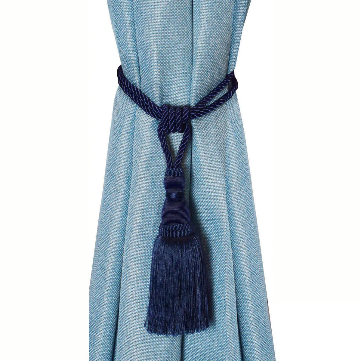 ruban rideau rayures franges bleu marine beige gris rouge vert classique pompons polyester