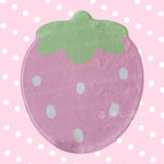 tapis doux fraises rose blanches bordure dentelée polyester antidérapant intérieur chambre salon