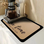 tapis cuisine moderne beige clair noir texture tissu motif géométrique sans nettoyage antisalissure diatomées