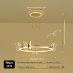 suspension lumineuse moderne fleurs papillons or blanc led 2000lm 10ampoules