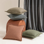 coussin carré décoratif maison moderne motif carreaux marron gris vert 45x45cm 30x50cm 50x50cm