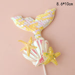 figurine sirène poisson coquillage gâteau anniversaire thème sous marin décoratif happy birthday