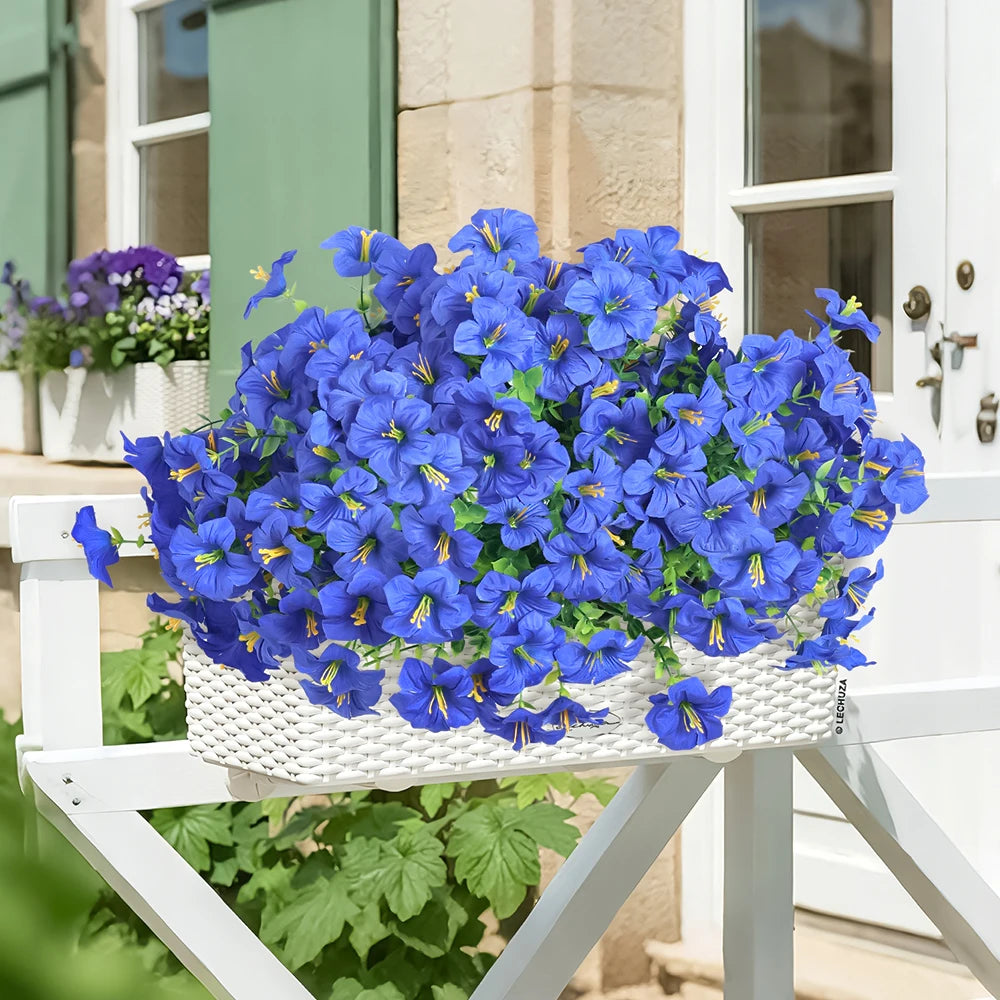 bouquet fleurs artificielles bleu modernes decoration intérieure mariage petals doux feuilles vertes