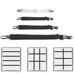 attaches pantalons clips métalliques élastiques noir blanc argenté utilitaires classiques tissu lisse