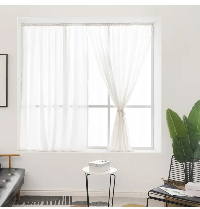rideau blanc transparent moderne auto adhésif velcro porte fenêtre maison